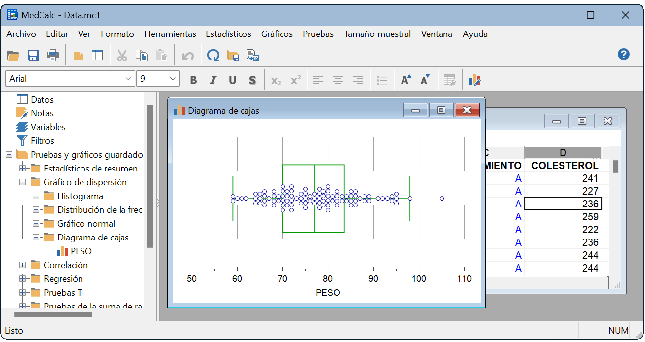 Captura de pantalla de MedCalc